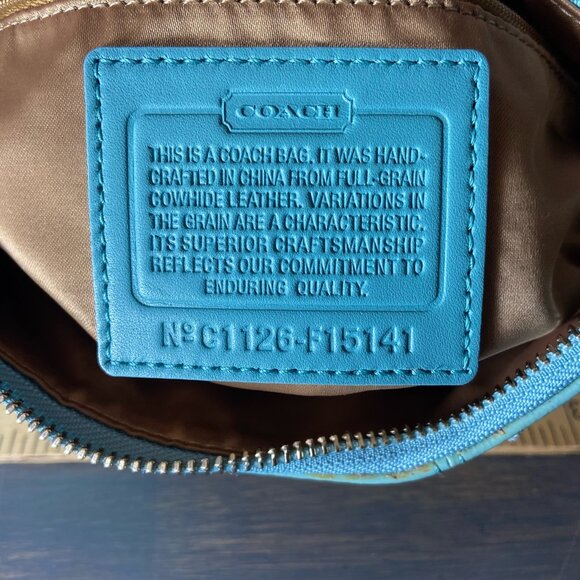 Coach Madison Turquoise Patent Leather Wristlet / Small Shoulder Bag - Picture 3 of 12